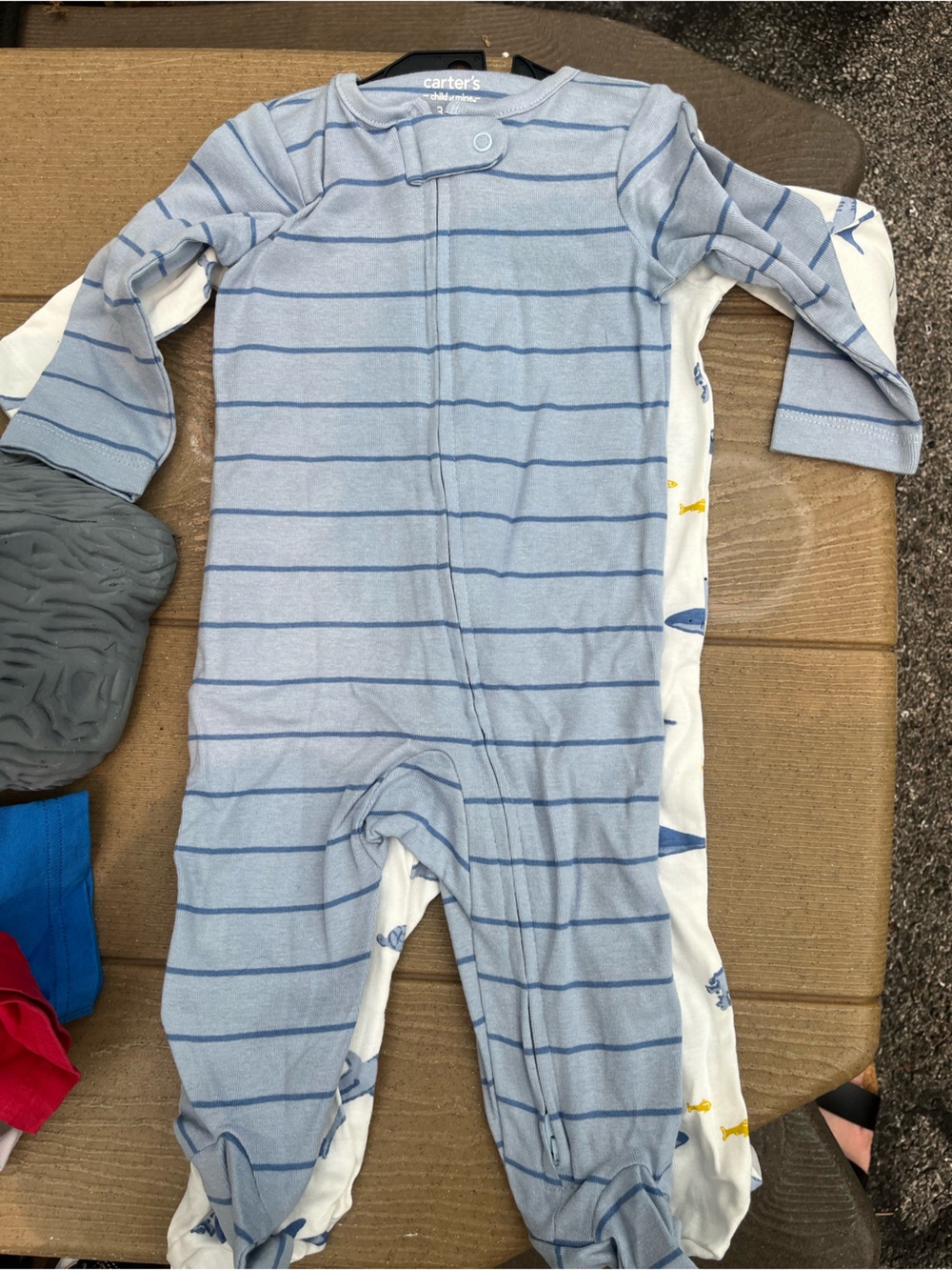 Set of 2 Carter's Light Blue/Ocean Baby One-Piece